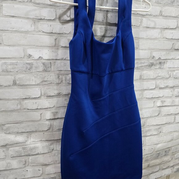 Guess Women Blue Dress Party Tank with High Neck Wrap Size 0‎ - Picture 3 of 6